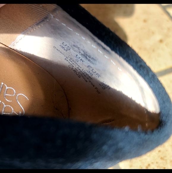 Leather Franco Sarto faux fur loafer sz 8M - Picture 8 of 9